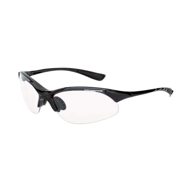 Crossfire XCBR Premium Safety Eyewear - Shiny Black Frame - Clear Lens