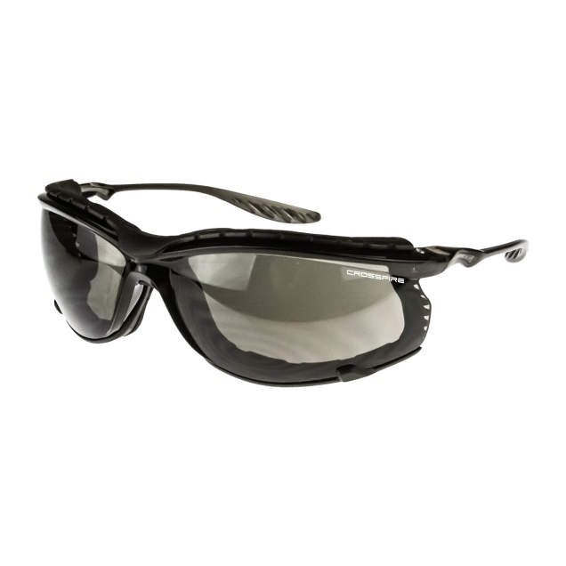 Crossfire 24Seven® Foam Lined Safety Eyewear - Crystal Black Frame - Smoke Anti-Fog Lens