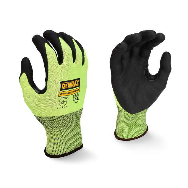 DEWALT DPG833T Hi-Vis Touchscreen Micro Foam Nitrile A2 Cut Glove - Size XL - Tagged