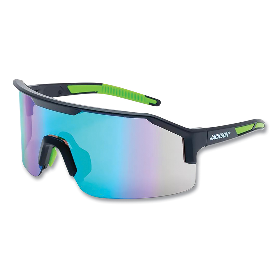 Jackson Safety SAFETY GLASSES - BLACK FRAME - GREEN MIRROR LENS