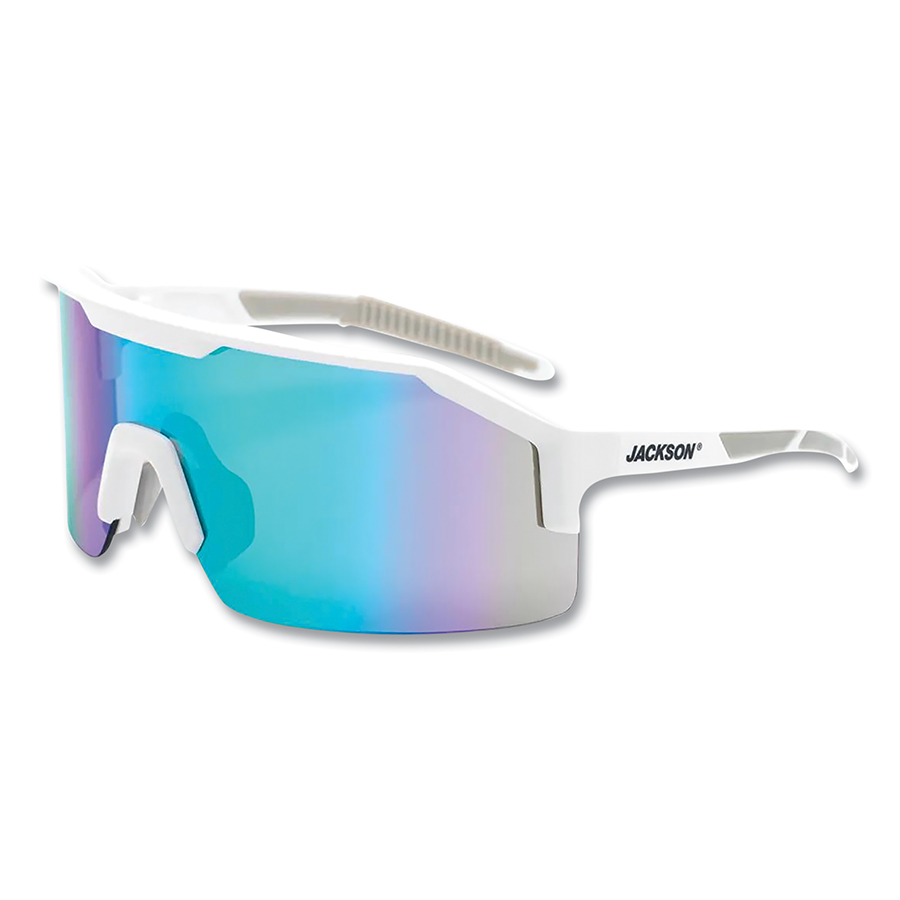 Jackson Safety SAFETY GLASSES - WHITE FRAME - GREEN MIRROR LENS
