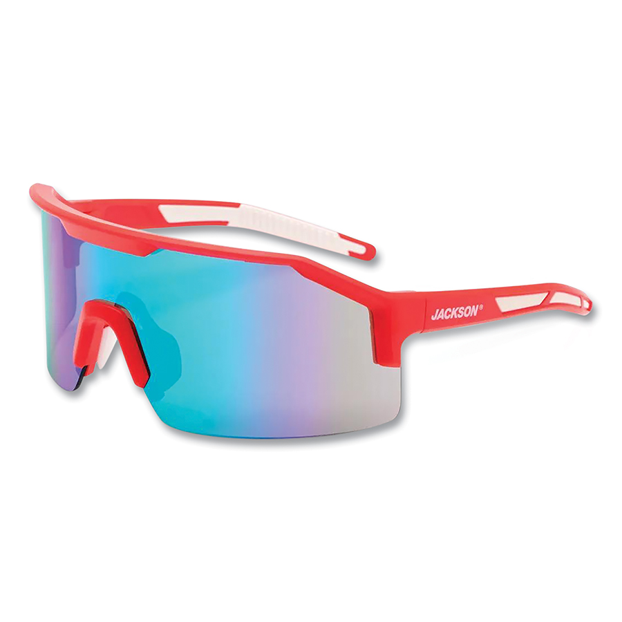 Jackson Safety SAFETY GLASSES - RED FRAME - GREEN MIRROR LENS