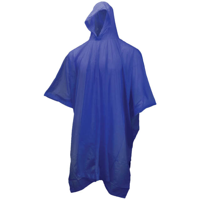 Neese 1000P .10 mm 40"" Economy Rain Poncho with Attached Hood - Blue - Universal Size