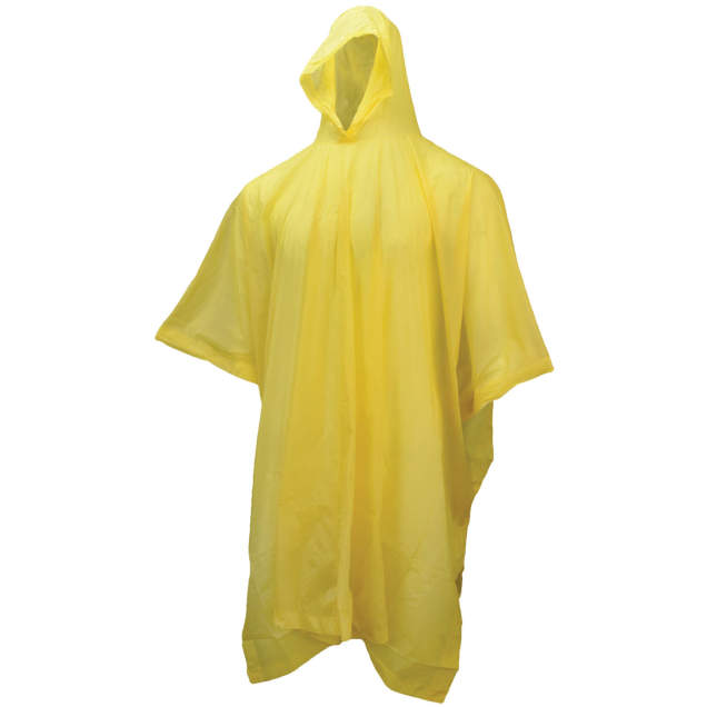 Neese 1000P .10 mm 40"" Economy Rain Poncho with Attached Hood - Yellow - Universal Size