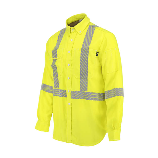 Neese VDH5VSH3 5.7 oz Vented Type R Class 3 Segmented Tape DH Air Workshirt - Fluorescent Yellow - Size 4X