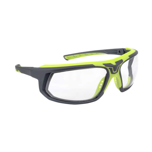 Radians GLYF® Safety Eyewear with Comfort Soft-Touch Liner - Hi-Vis/Gray Frame, Clear AF Lens