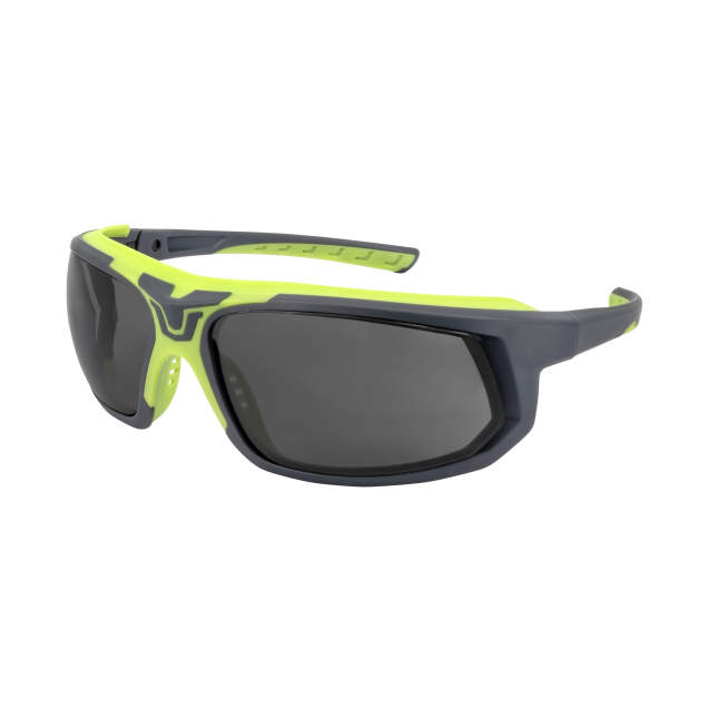 Radians GLYF® Safety Eyewear with Comfort Soft-Touch Liner - Hi-Vis/Gray Frame, Smoke Lens
