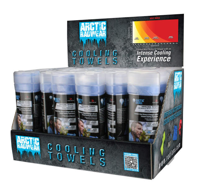 Radians Arctic Radwear® Cooling Towel Counter Display - 24 Blue