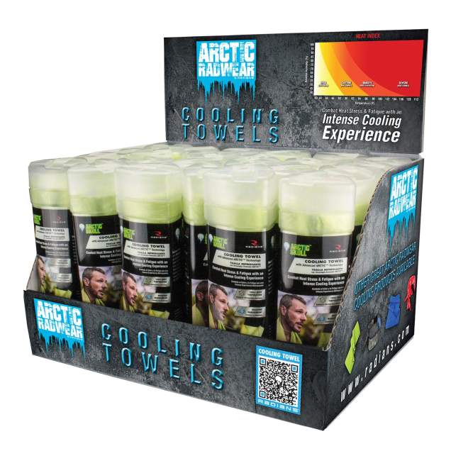 Radians Arctic Radwear® Cooling Towel Counter Display - 24 Lime
