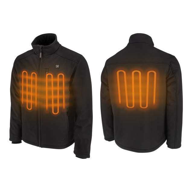 Radians RHG-J100 Men's Soft Shell Heated Jacket Kit with Battery - Black - Size L