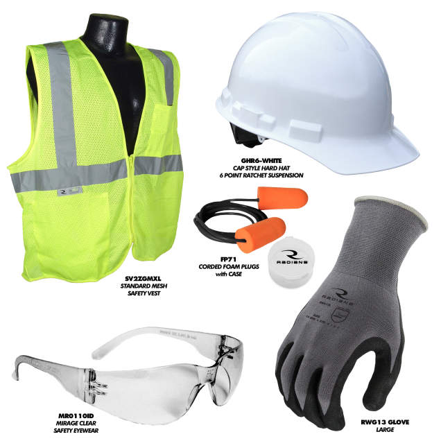 Radians Deluxe Starter Kit - Size XL Glove, Green Size XL Vest