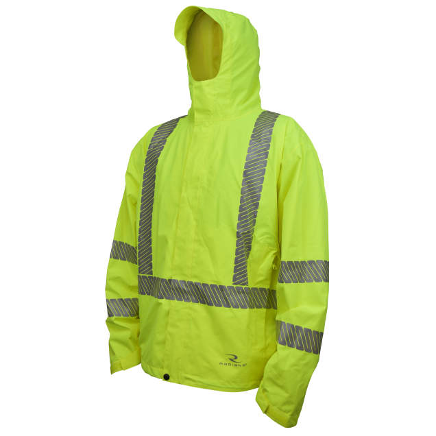 Radians RW11 Waterproof Lightweight Packable Raincoat - Green - Size XL