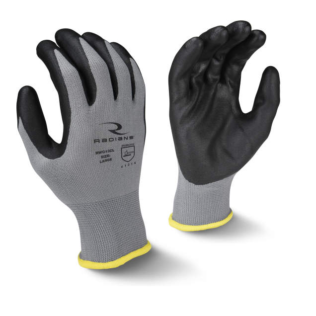 Radians RWG13C Polyester Shell Foam Nitrile Gripper Glove - Size L
