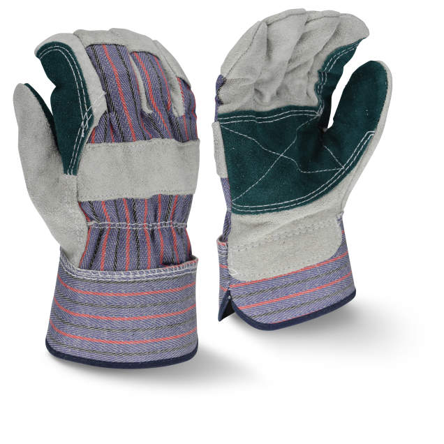 Radians RWG3200DP Regular Shoulder Gray Split Cowhide Double Leather Palm Glove - Size L
