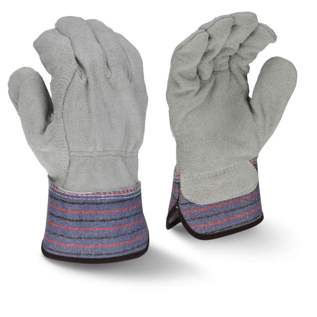 Radians RWG3206 Full Regular Shoulder Gray Split Cowhide Leather Palm Glove - Size L