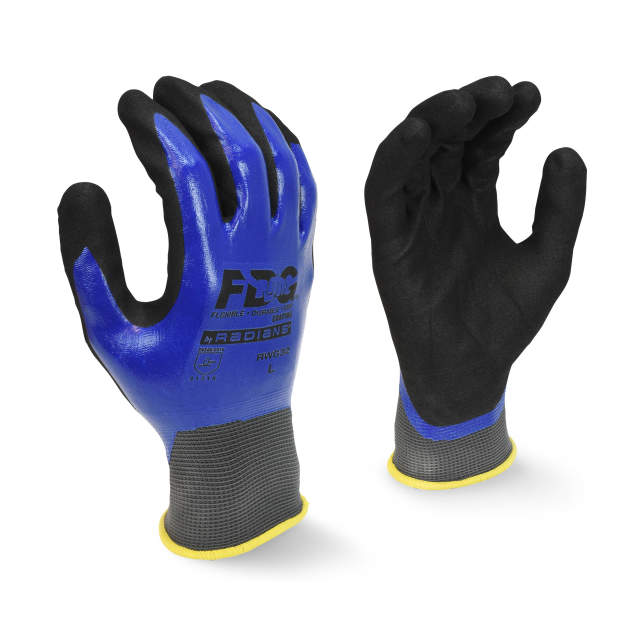 Radians RWG32 FDG Coating Full Dipped Waterproof Nitrile Work Glove - Size L