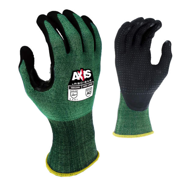 Radians RWG538 AXIS™ Cut Protection Level A2 Foam Nitrile Coated Glove with Dotted Palm - Size 2X