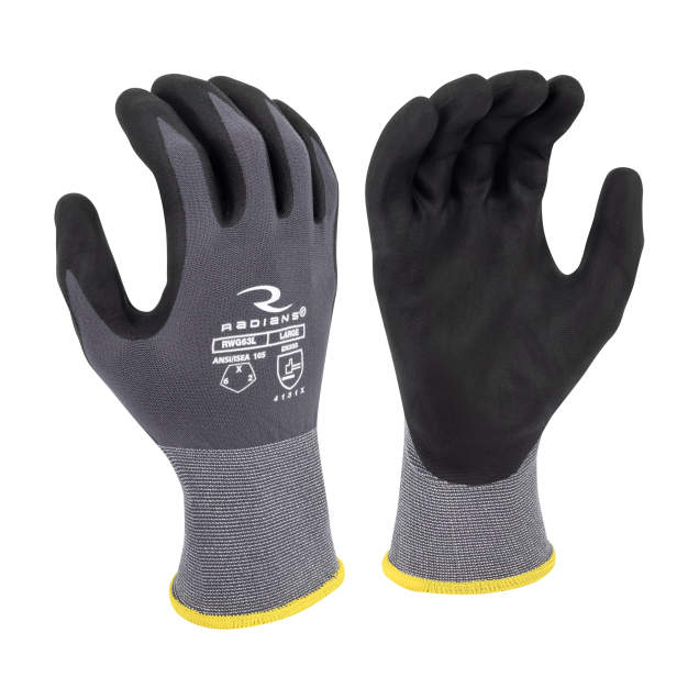 Radians RWG63 Touchscreen Nylon/Spandex Shell with Micro Foam Nitrile Coated Glove - Size XL