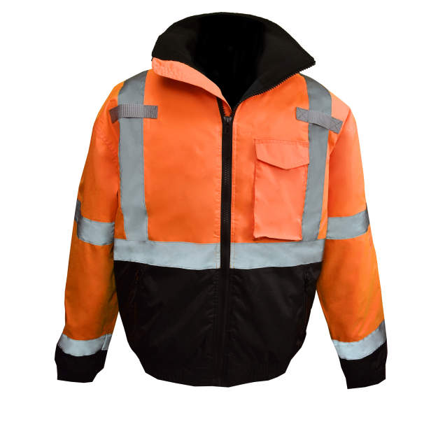 Radians SJ11QB Type R Class 3 Weatherproof Bomber Jacket with Quilted Liner - Hi-Vis Orange - Size 2X