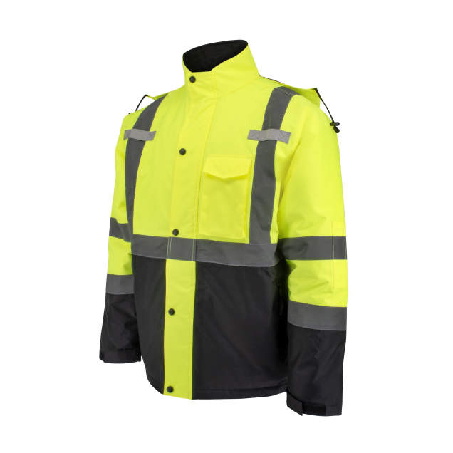 Radians SJ411QB Class 3 Economy Parka with Quilted Lining - Hi-Vis Green / Black - Size 5X