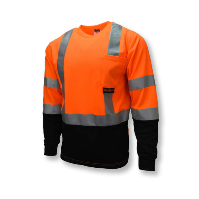 Radians ST21B Type R Class 3 Long Sleeve Black Bottom T-Shirt - Orange/Black - Size 5X