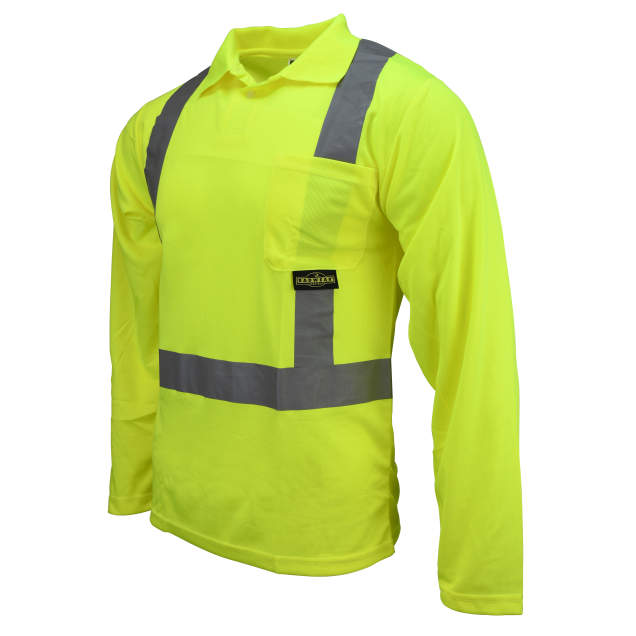 Radians ST22 Class 2 High Visibility Long Sleeve Safety Polo Shirt - Green - Size L
