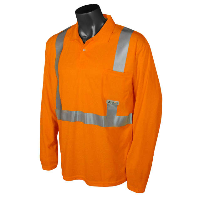 Radians ST22 Class 2 High Visibility Long Sleeve Safety Polo Shirt - Orange - Size M