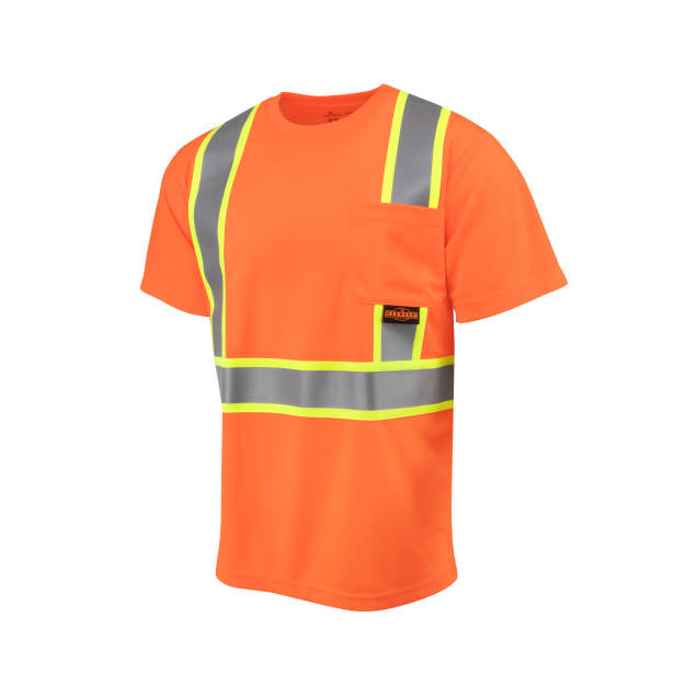 Radians ST41-2 Class 2 Mesh Short Sleeve T-Shirt with Contrast Trim - Orange - Size L