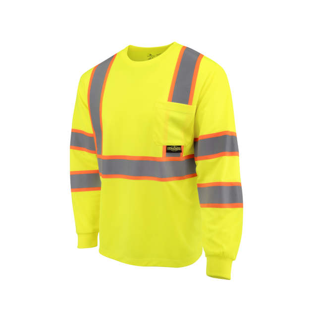 Radians ST41-3 Class 3 Mesh Long Sleeve T-Shirt with Contrast Trim - Green - Size M
