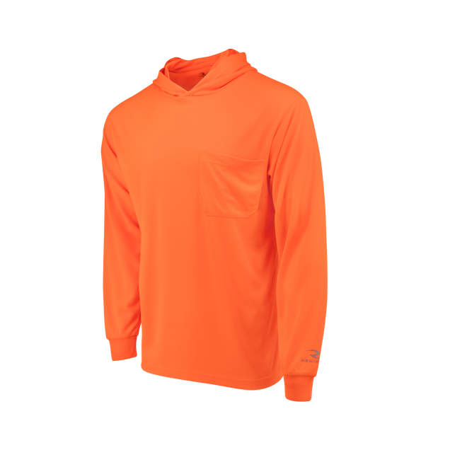 Radians ST61-N Hooded Non Rated Mesh Long Sleeve T-Shirt - Orange - Size L