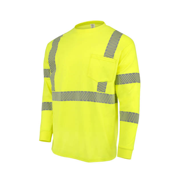 Radians ST921 Men's Long Sleeve FR T-shirt with Class 3 Segmented Reflective Tape - Hi-Vis Green - Size M