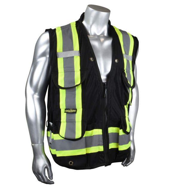 Radians SV030X-1 Heavy Duty 10-Pocket Cruiser Vest with Back Pouch X-Back - Black - Size M