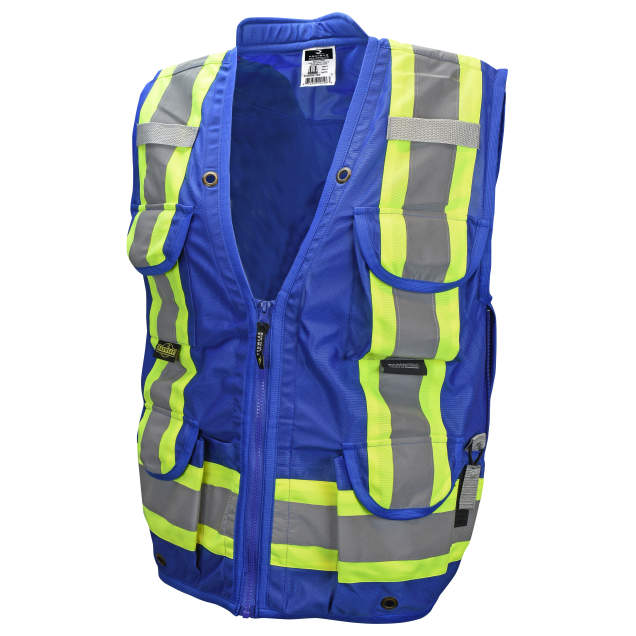 Radians SV030X-1 Heavy Duty 10-Pocket Cruiser Vest with Back Pouch X-Back - Royal Blue - Size 4X