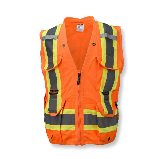 Radians SV030X-2 Heavy Duty 10-Pocket Cruiser Vest with Back Pouch X-Back - Hi Vis Orange - Size 2X