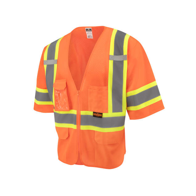 Radians SV232-3 Two Tone Surveyor Type R Class 3 Mesh Safety Vest with Dual Side Zippers - Orange - Size M