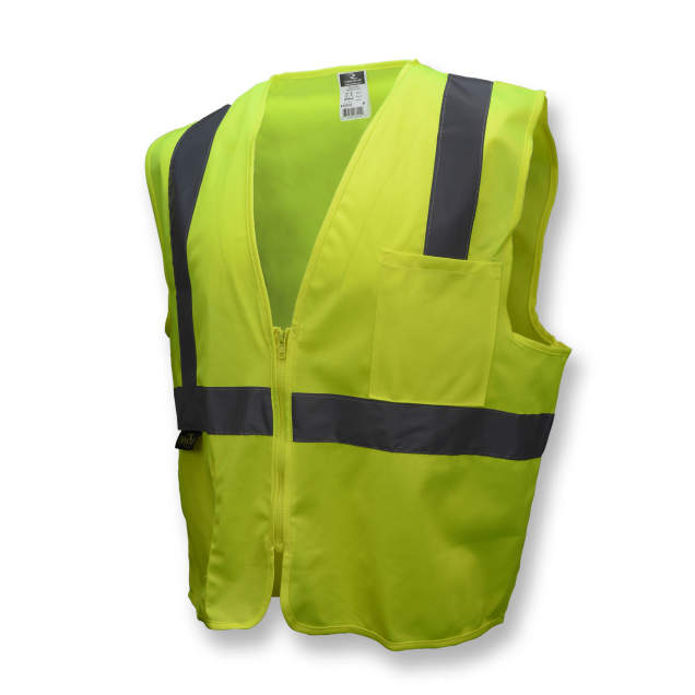 Radians SV2Z Economy Type R Class 2 Solid Safety Vest with Zipper - Green - Size M