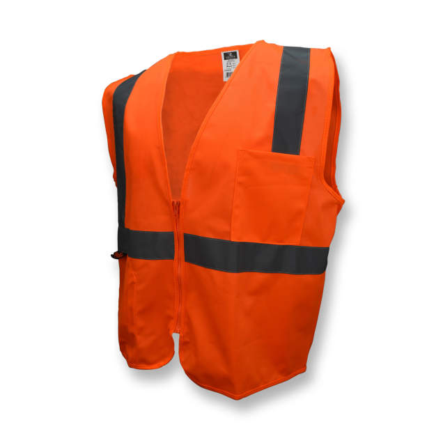 Radians SV2Z Economy Type R Class 2 Solid Safety Vest with Zipper - Orange - Size 4X
