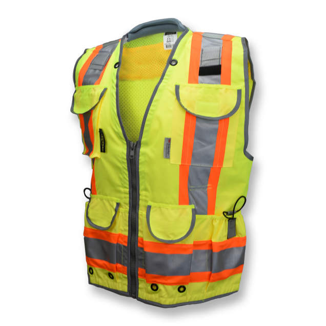 Radians SV55 Class 2 Heavy Woven Two Tone Woven/Mesh Engineer Vest - Green - Size XL
