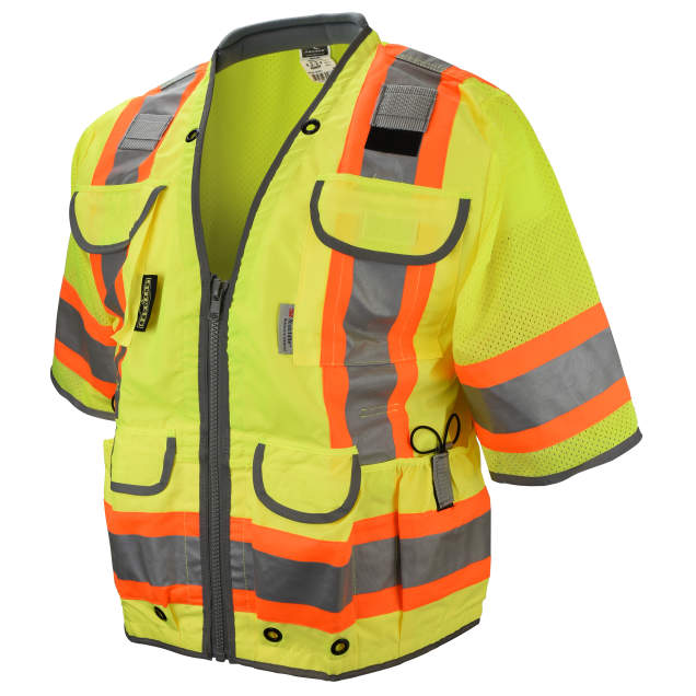 Radians SV55-3 Class 3 Heavy Woven Two Tone Mesh Engineer Vest - Green - Size 4X