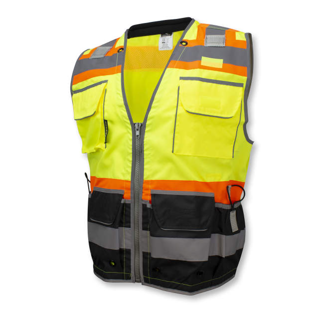 Radians SV55B Class 2 Heavy Woven Color Blocked Two Tone Engineer Vest - Green - Size 2X