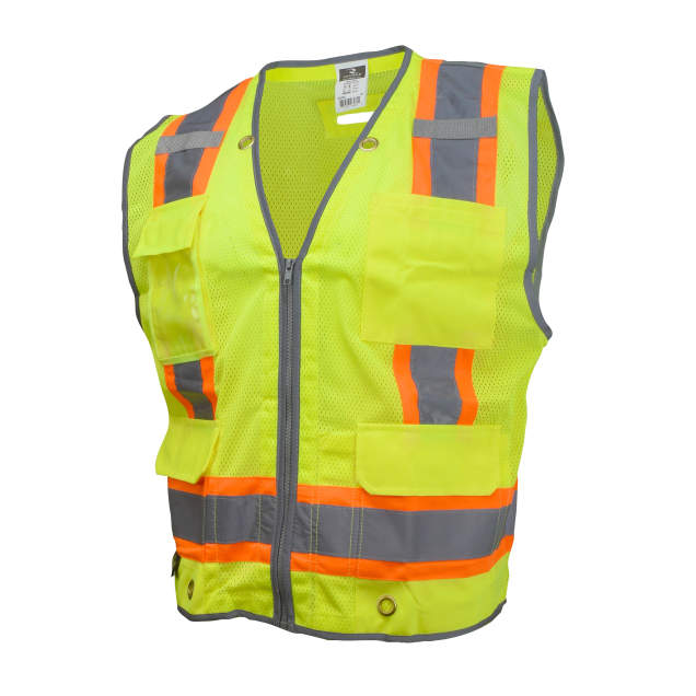 Radians SV6H Type R Class 2 Heavy Duty Two Tone Mesh Surveyor Vest with Solid Pockets - Green - Size XL