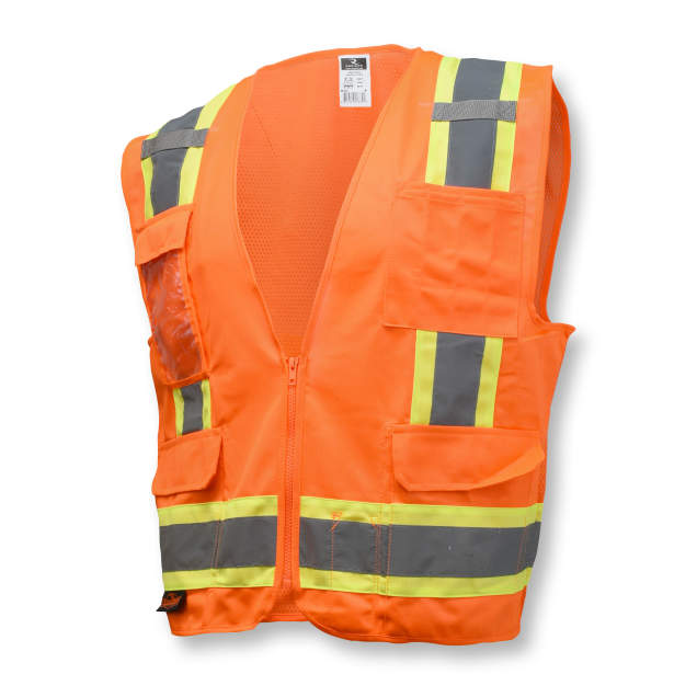 Radians SV6 Two Tone Surveyor Type R Class 2 Solid/Mesh Safety Vest - Orange - Size L