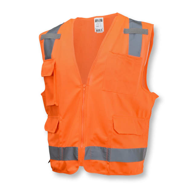 Radians SV7 Surveyor Type R Class 2 Solid/Mesh Safety Vest - Orange - Size L