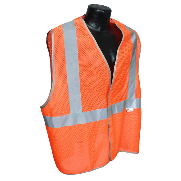 Radwear USA 5ANSI-PC Type R Class 2 Safety Vest - 3.5oz Poly Mesh - Orange - Size L