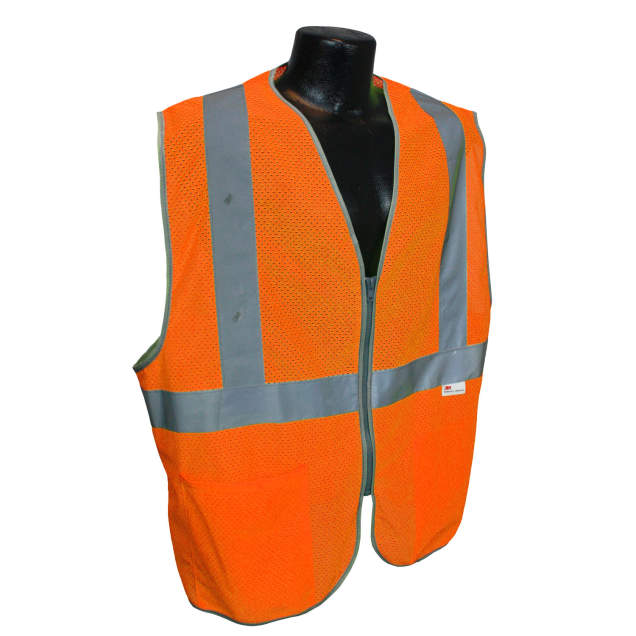 Radwear USA 5ANSI-PCZ Type R Class 2 Safety Vest - 3.5oz Poly Mesh - Orange - Size S
