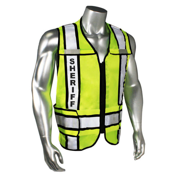Radwear USA LHV-207-3G Police Safety Vest - Sheriff - Black Trim - Green - Size M-XL
