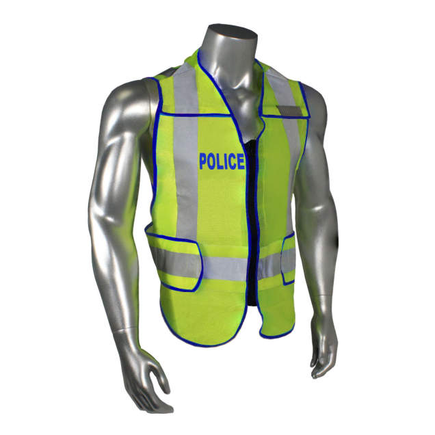 Radwear USA LHV-207DSZR Class 2 Breakaway Vest - Police - Blue Trim - Green - Size M-XL