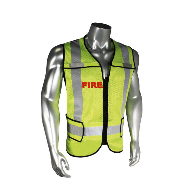 Radwear USA LHV-5-PC-ZR Class 2 Breakaway Vest - Fire - Black Trim - Green - Size M-XL
