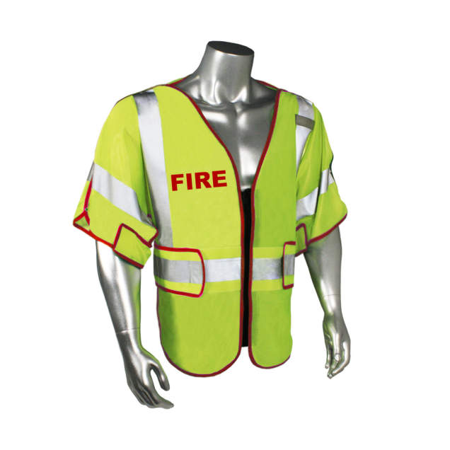 Radwear USA LHV-PS3-DSZR Class 3 Safety Vest - Fire - Red Trim - Green - Size M-XL